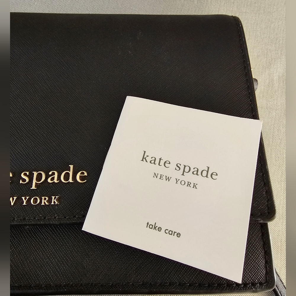 KATE SPADE Madison Flap Black Saffiano Leather Crossbody Bag Purse - Picture 5 of 7